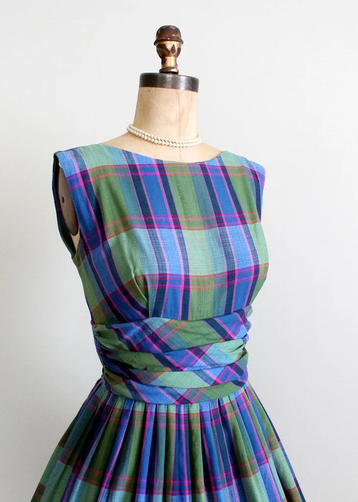 Vintage 1950s Preppy Plaid Sundress