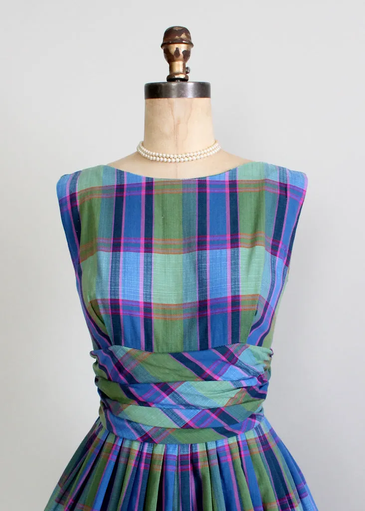 Vintage 1950s Preppy Plaid Sundress