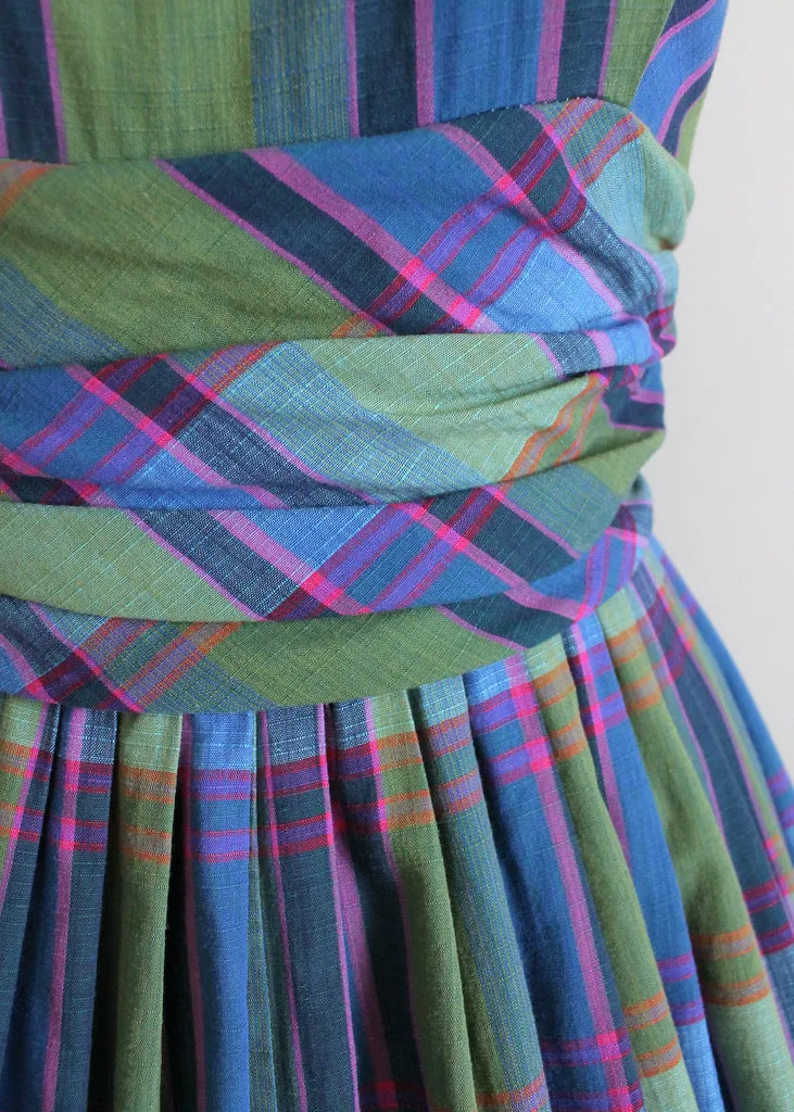 Vintage 1950s Preppy Plaid Sundress