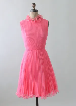 Vintage 1960s Pink Chiffon MOD Party Dress