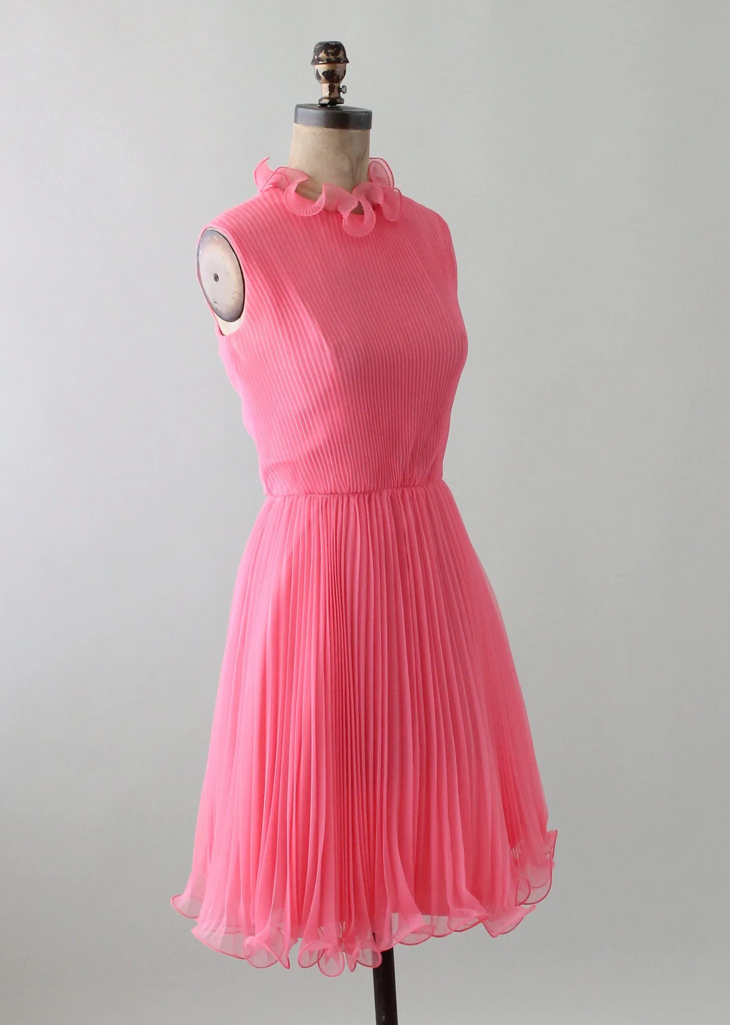 Vintage 1960s Pink Chiffon MOD Party Dress