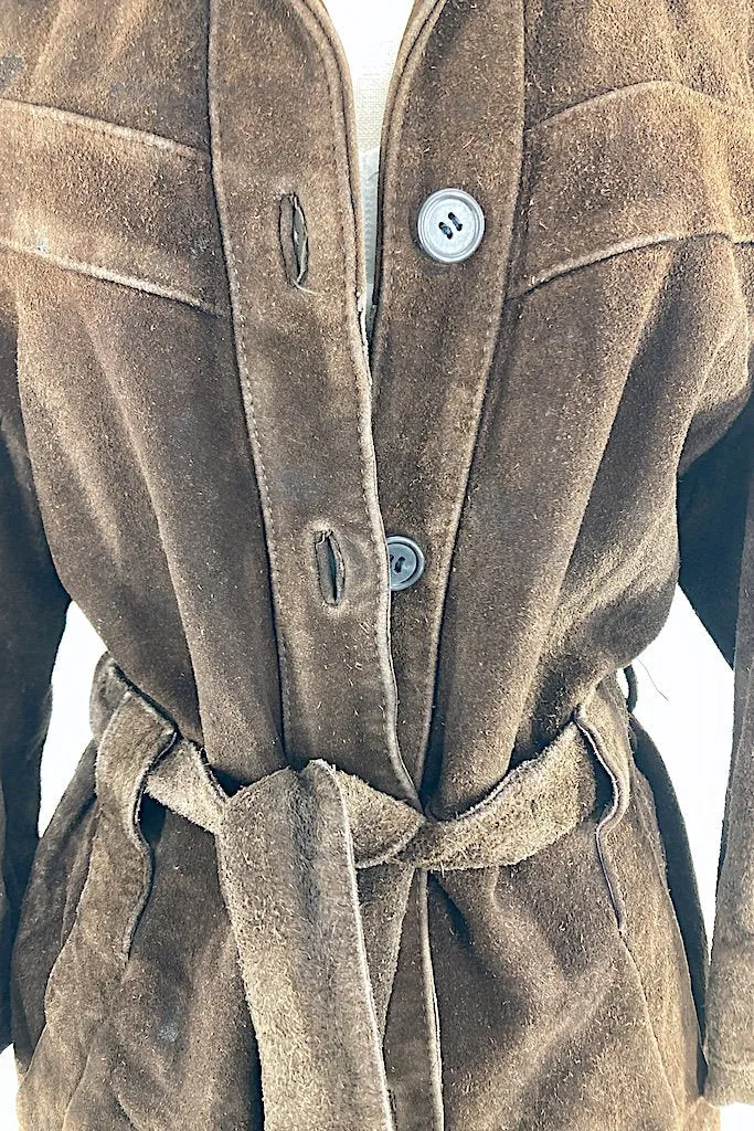 Vintage Brown Belted Suede Jacket