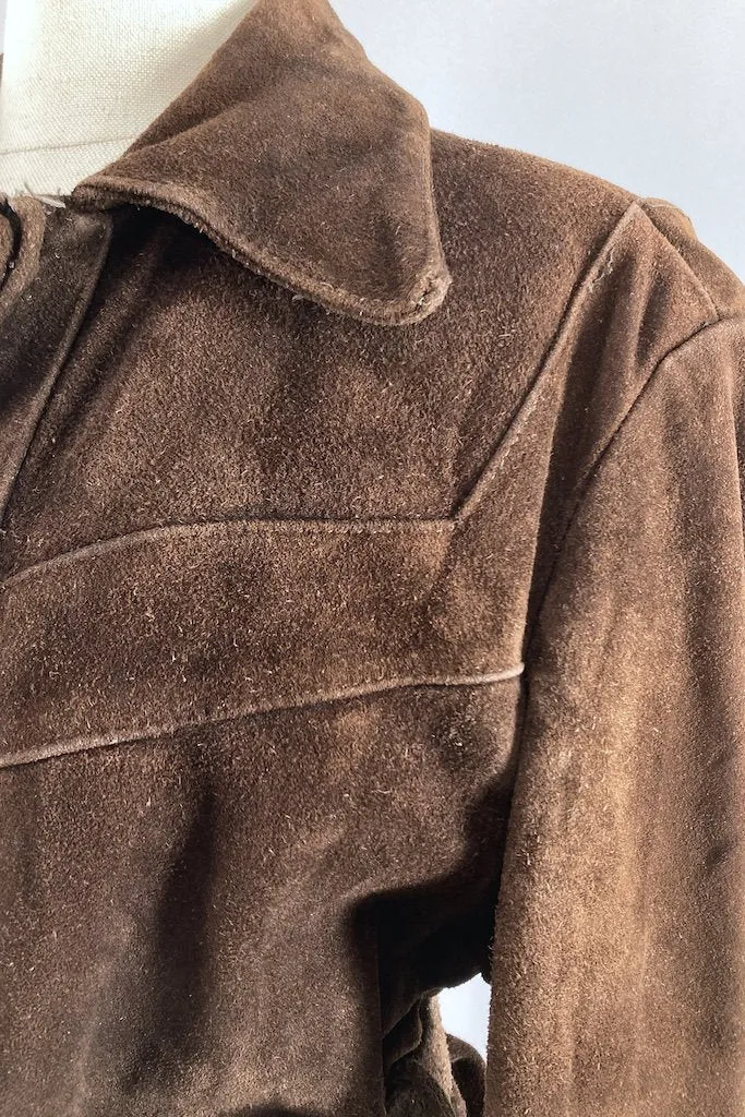 Vintage Brown Belted Suede Jacket