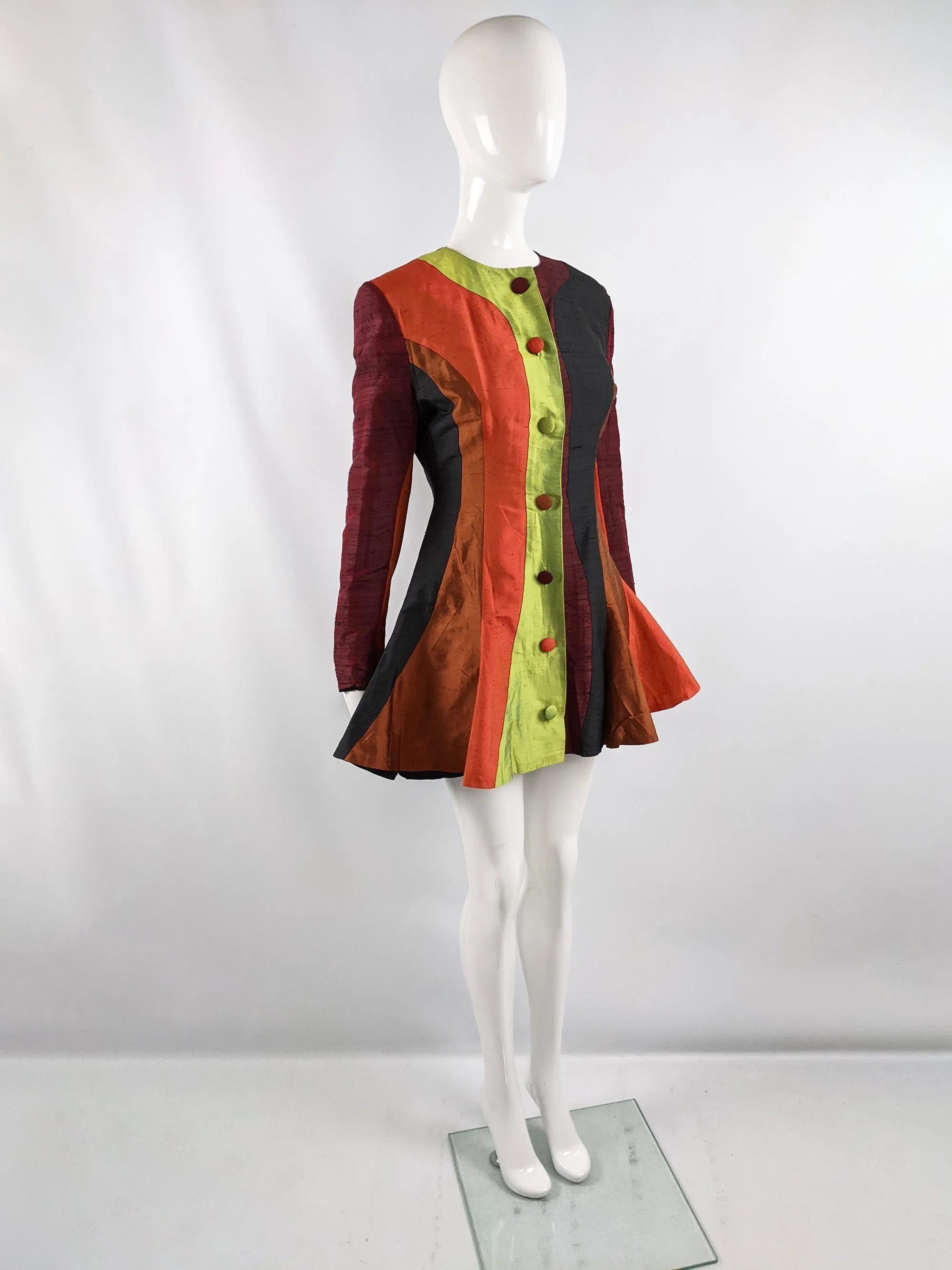 Vintage Silk Patchwork Peplum Jacket, Spring 1992