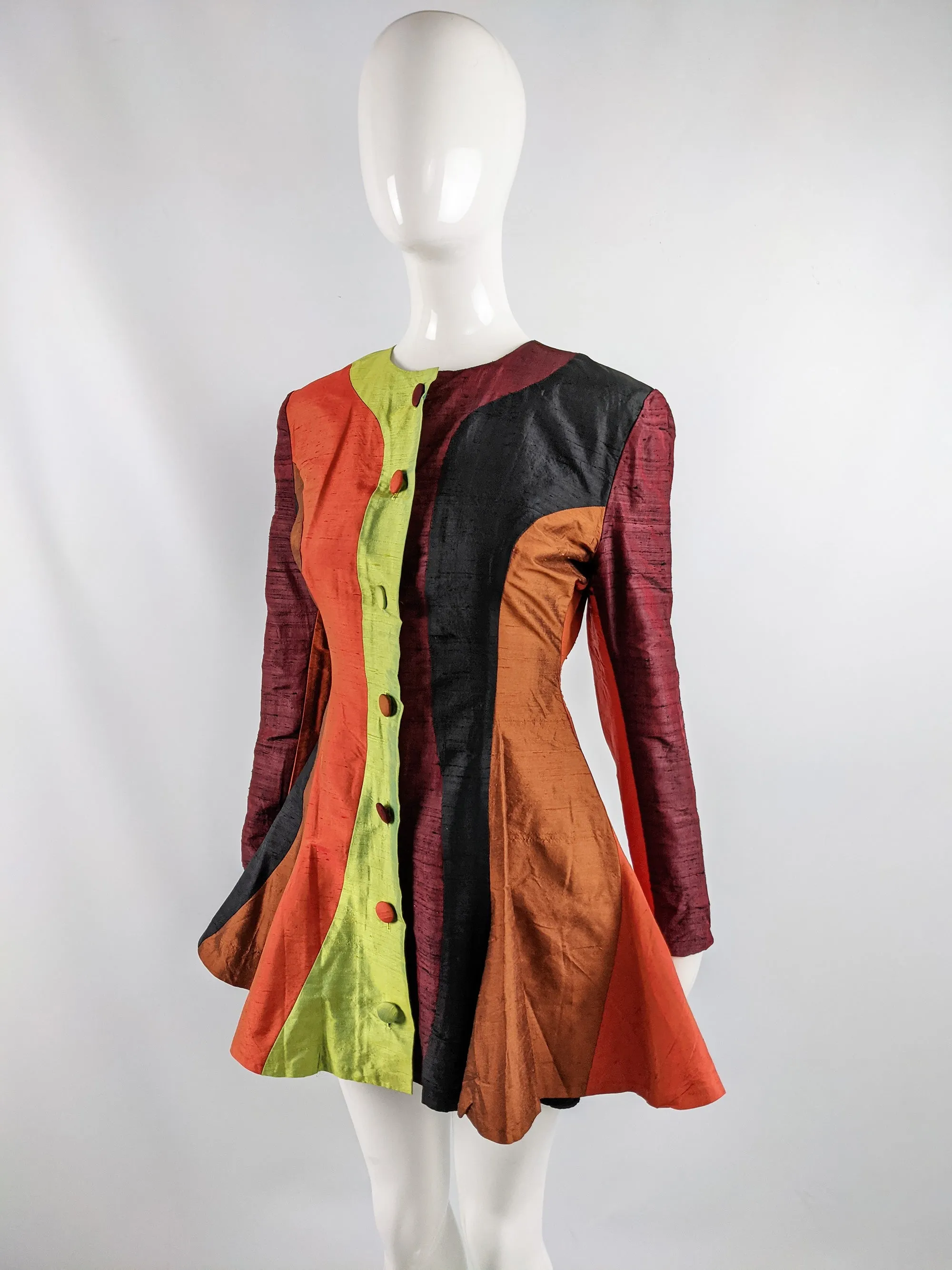 Vintage Silk Patchwork Peplum Jacket, Spring 1992