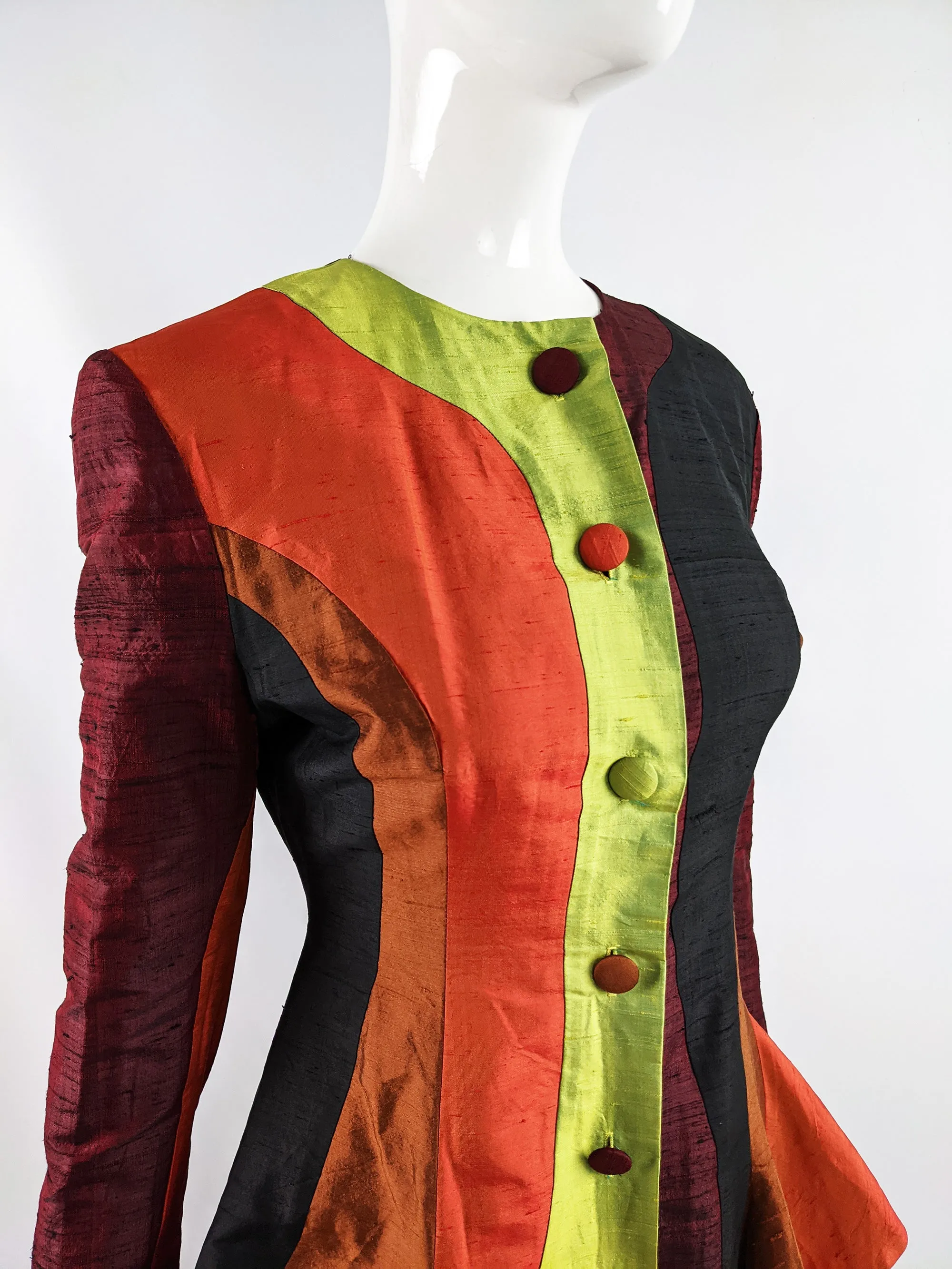 Vintage Silk Patchwork Peplum Jacket, Spring 1992