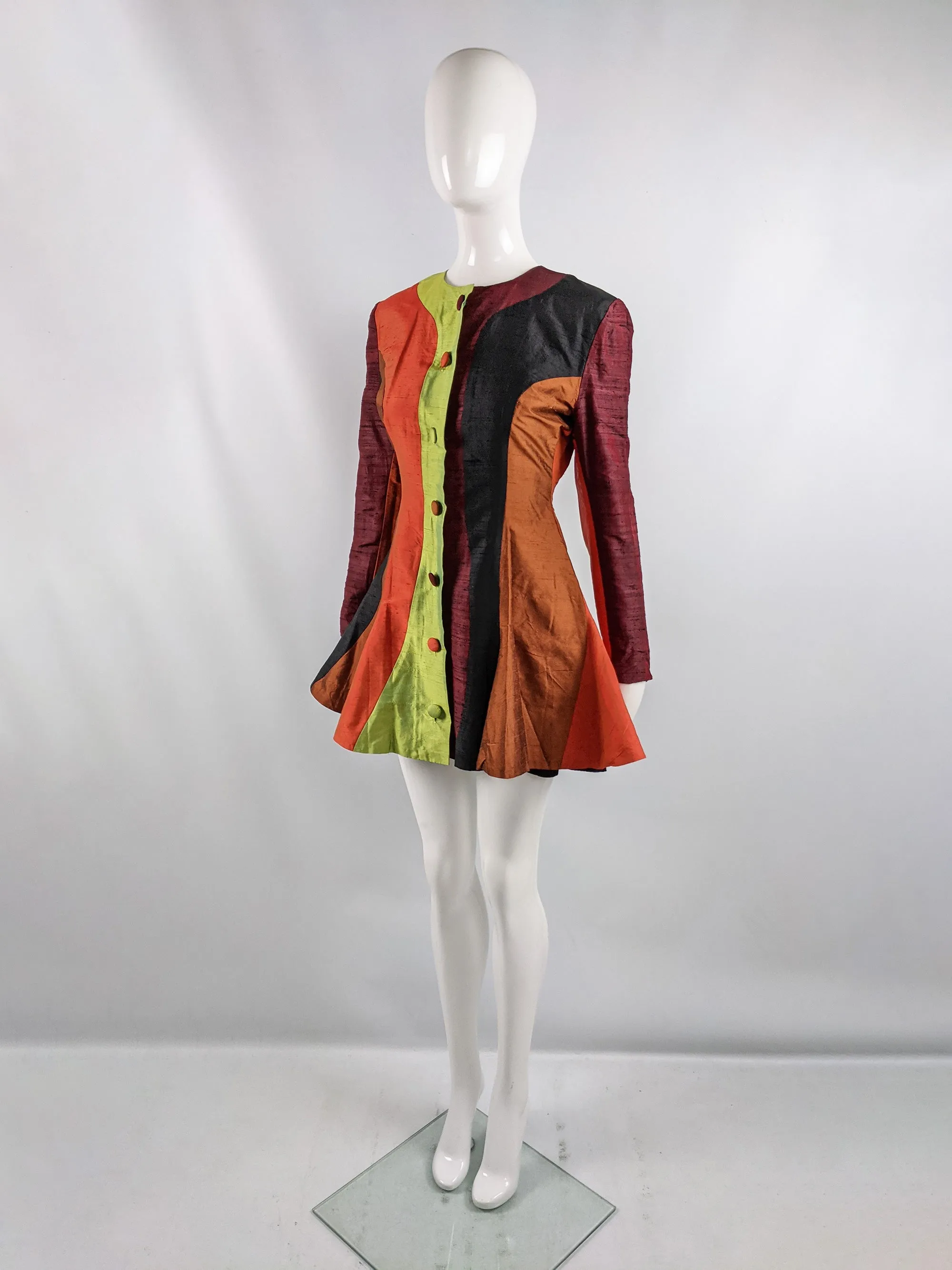 Vintage Silk Patchwork Peplum Jacket, Spring 1992