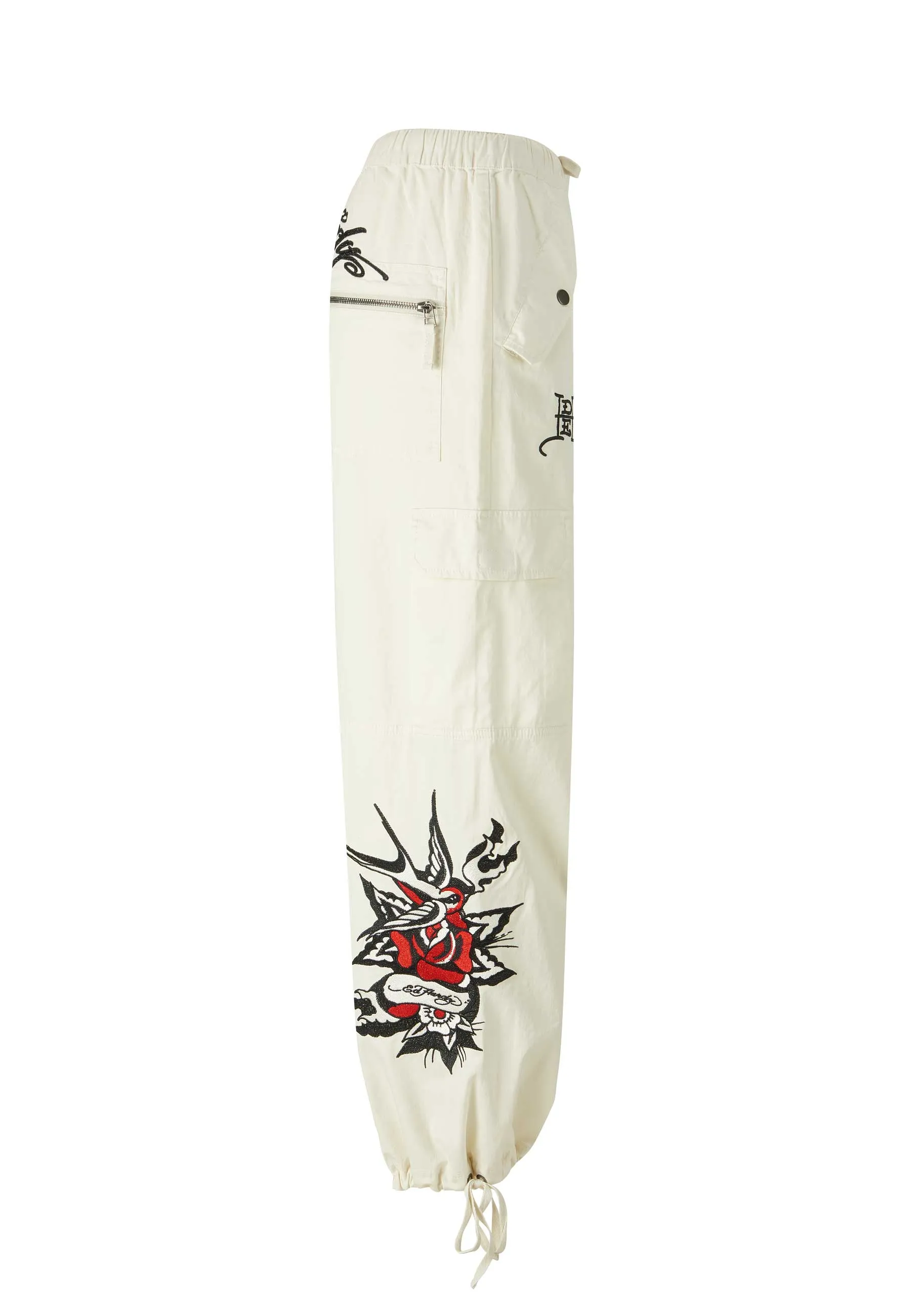 Womens Hollywood Swallow Cargo Pants Trousers - White