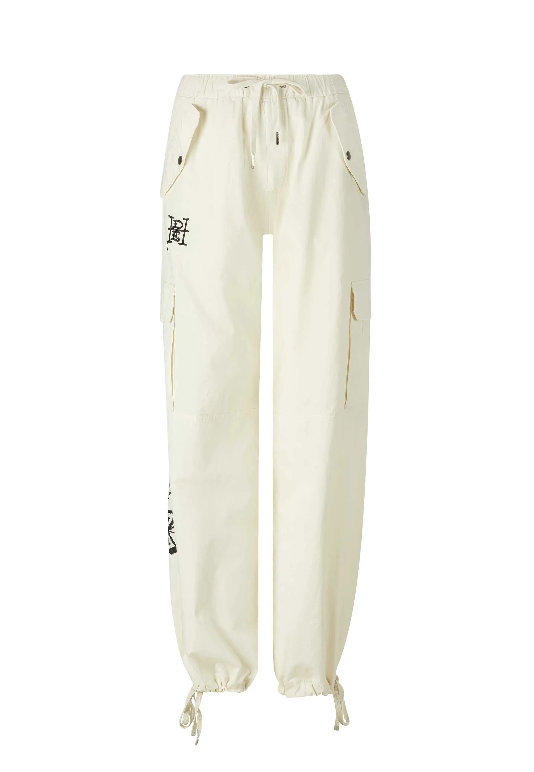 Womens Hollywood Swallow Cargo Pants Trousers - White