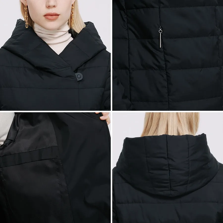 Women's Jacket Windproof Coat Mid Length Reversible Slider Quality Filling Parka