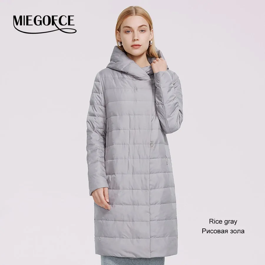 Women's Jacket Windproof Coat Mid Length Reversible Slider Quality Filling Parka